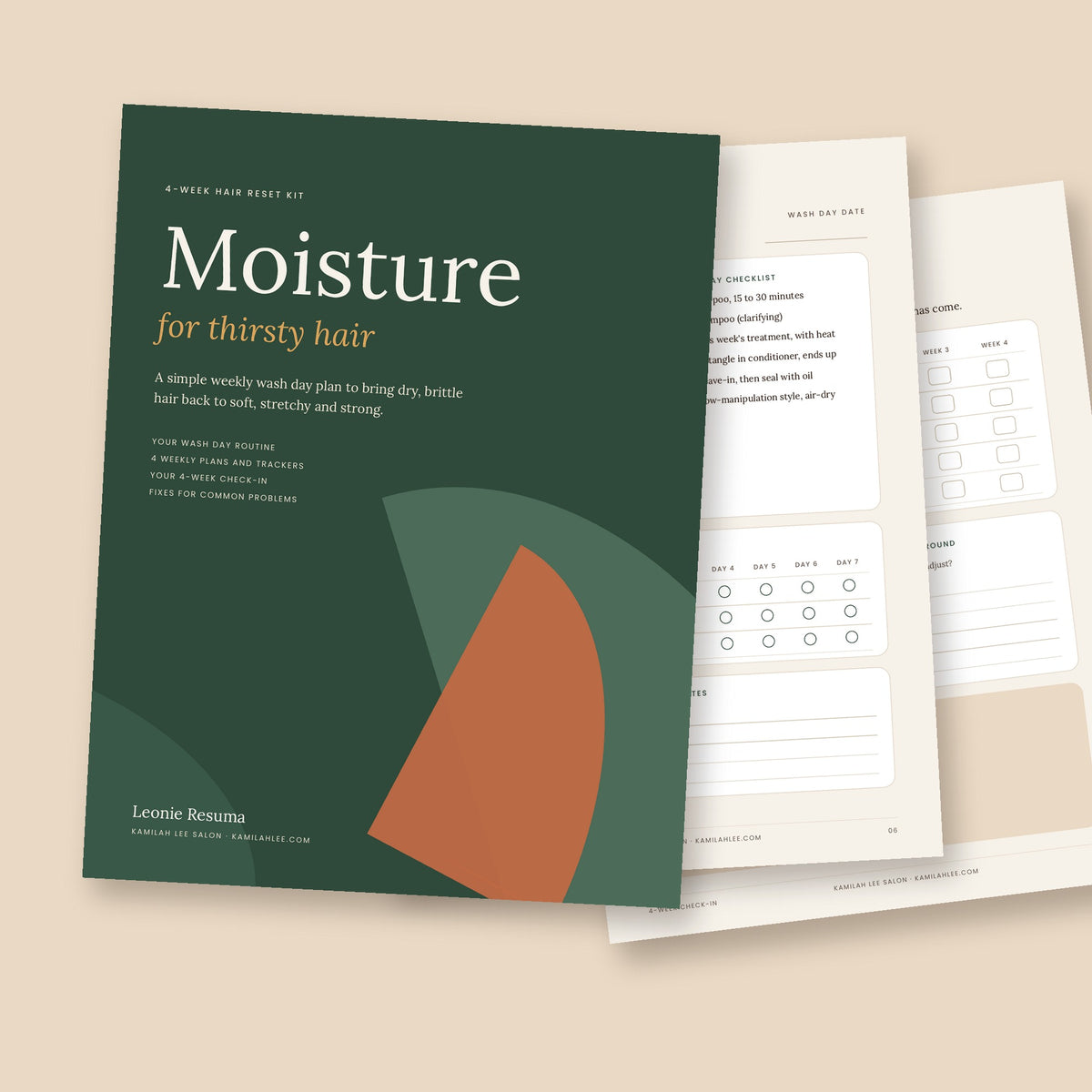 4-Week Moisture Reset Kit printable PDF: cover and tracker pages